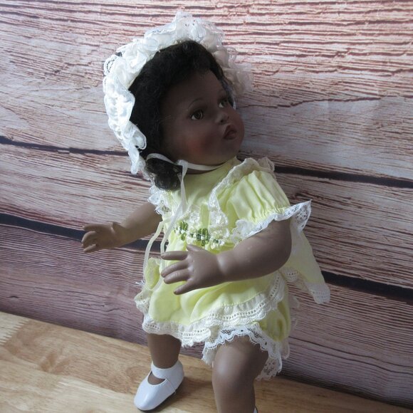 Musical African American 12" Porcelain Laying Doll - Plays Hush Little Baby - Picture 3 of 8